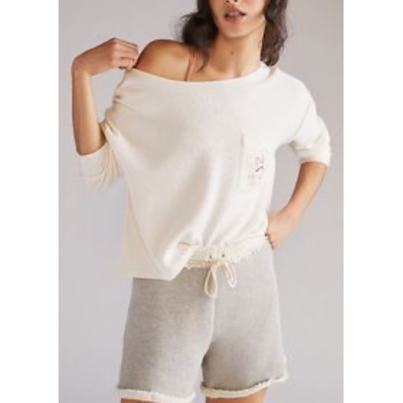 Anthropologie Tops - "Daily Practice Anthro. Pocket Waffle Top XL NWT Ivory Bird Graphic"